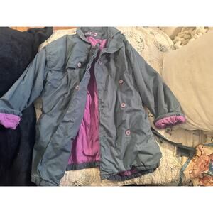 VINTAGE 70's 80's WILLIWEAR WILLI SMITH  BLUE & LAVENDER QUILTED TRENCH COAT